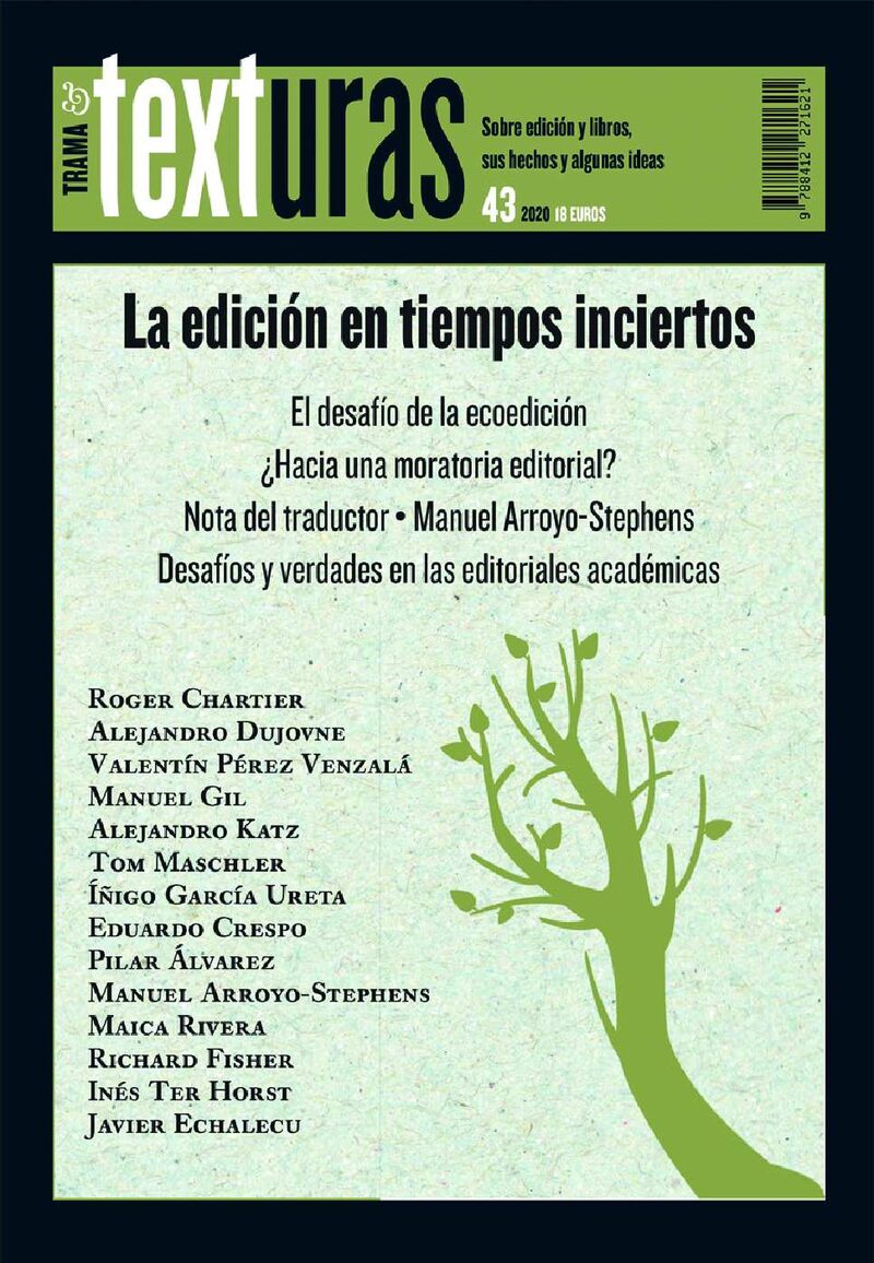 Portada de Texturas 43: La edición en tiempos inciertos